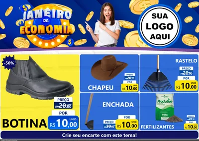 Modelo de Encarte para Encarte A4 Horizontal com o tema Janeiro da Economia para Agropecuária