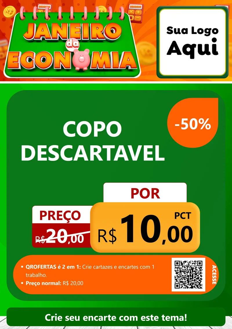 Modelo de Cartaz para Cartaz A4 Vertical com o tema Janeiro da Economia para Embalagens