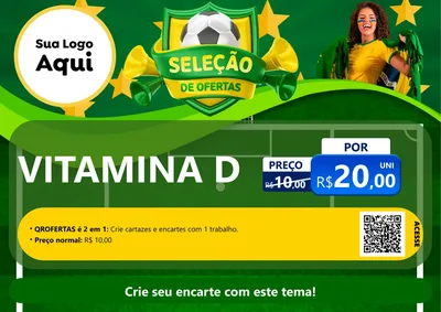 Modelo de Cartaz para Cartaz A4 Horizontal com o tema Seleção de Ofertas - Copa para Farmácia