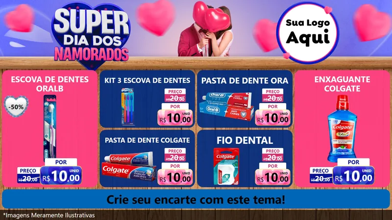 Modelo de TV para TV Horizontal com o tema Super Dia dos Namorados para Higiene Pessoal