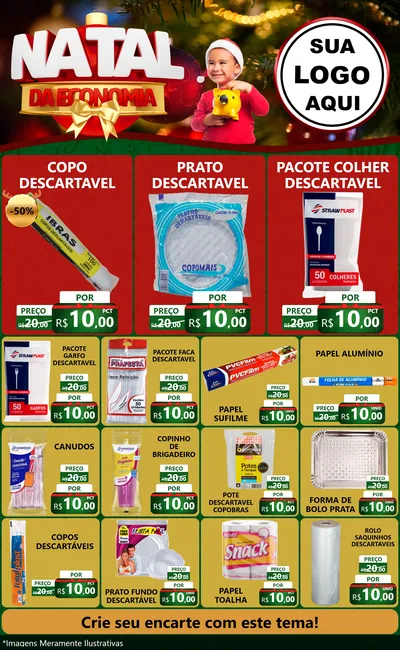 Modelo de Encarte para Encarte Grande com o tema Natal da Economia para Embalagens