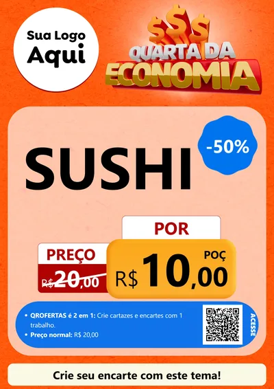 Modelo de Cartaz para Cartaz A4 Vertical com o tema Quarta da Economia para Comida japonesa