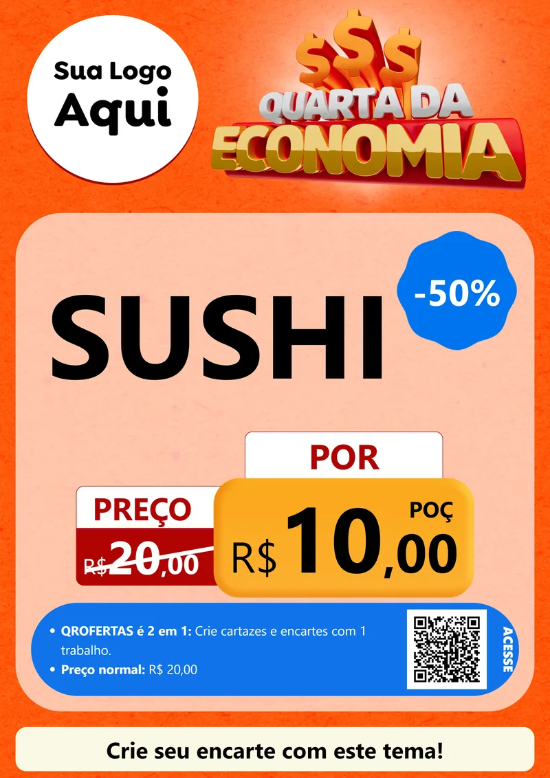 Modelo de Cartaz para Cartaz A4 Vertical com o tema Quarta da Economia para Comida japonesa