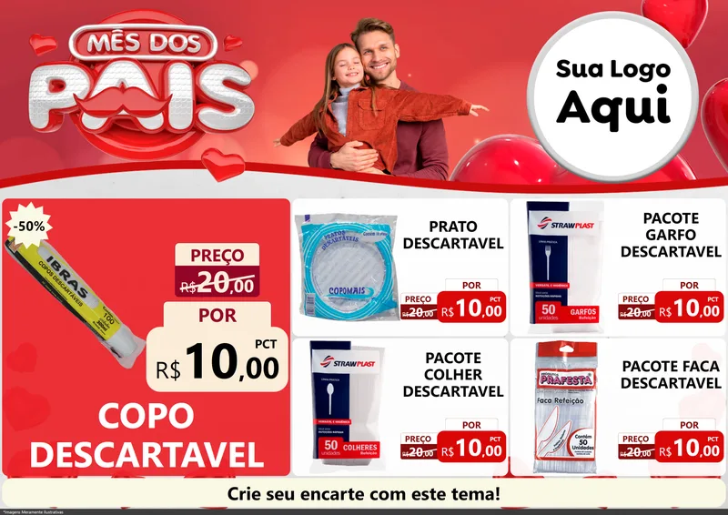 Modelo de Encarte para Encarte A4 Horizontal com o tema Mês dos Pais para Embalagens