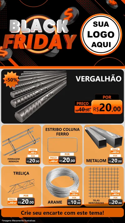 Modelo de Rede Social para Stories com o tema Black Friday para Ferragens