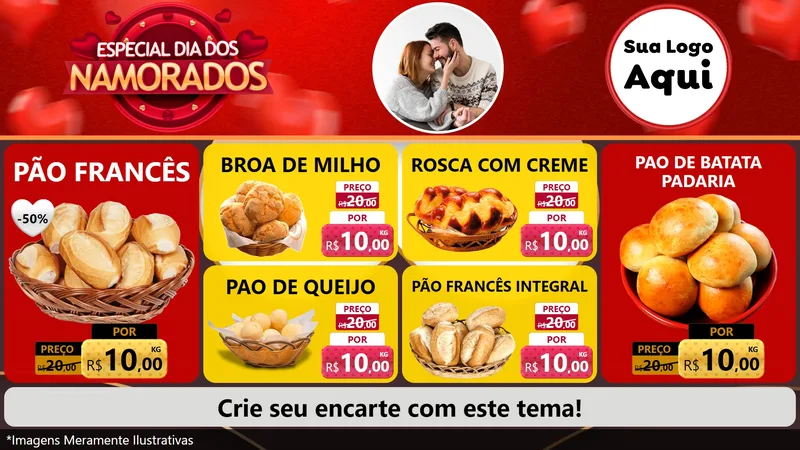 Modelo de TV para TV Horizontal com o tema Especial Dia Dos Namorados para Padaria