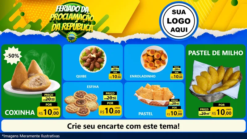 Modelo de TV para TV Horizontal com o tema Feriado da Proclamação da República para Salgadaria