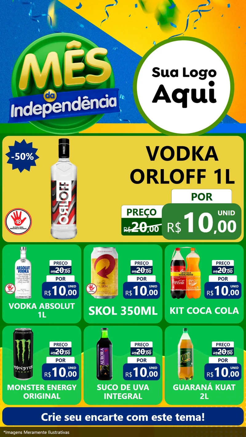 Modelo de Rede Social para Stories com o tema Mês da Independência para Distribuidora de bebidas