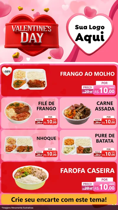 Modelo de TV para TV Vertical com o tema Valentine's Day para Restaurante