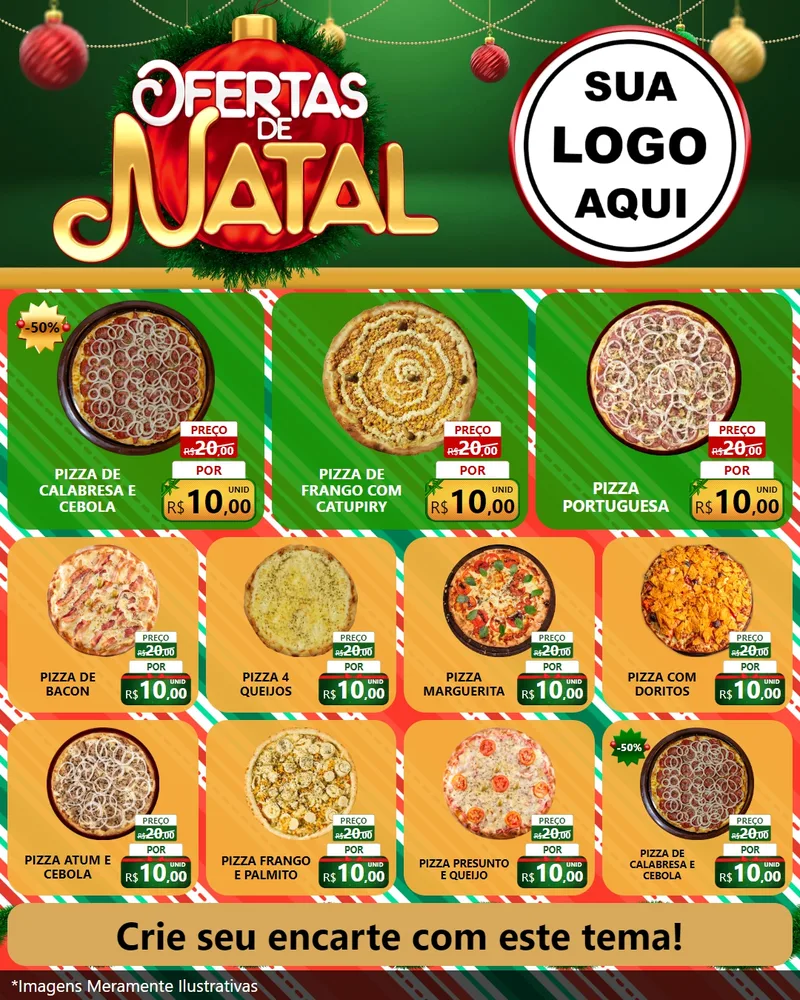 Modelo de Rede Social para Feed Instagram com o tema Ofertas de Natal para Pizzaria
