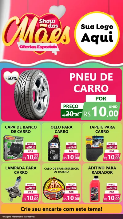 Modelo de Rede Social para Stories com o tema Show das Mães - Ofertas Especiais para Auto peças