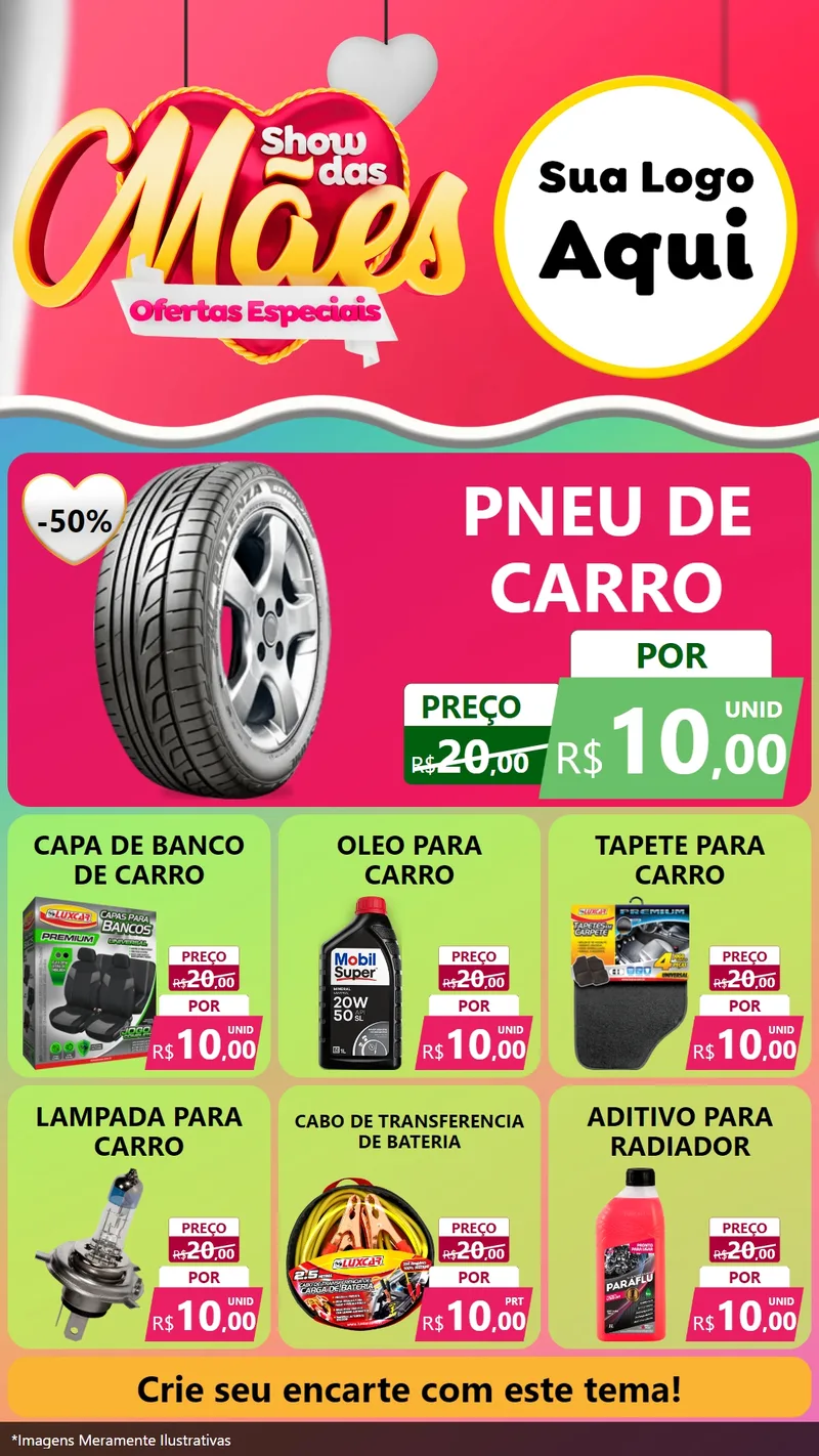 Modelo de Rede Social para Stories com o tema Show das Mães - Ofertas Especiais para Auto peças