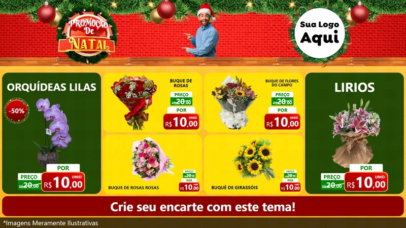 Modelo de TV para TV Horizontal com o tema Promoção de Natal para Floricultura e jardim