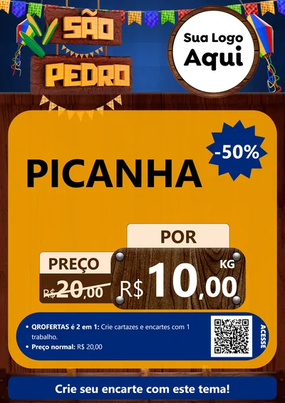 Modelo de Cartaz para Cartaz A4 Vertical com o tema São Pedro para Açougue