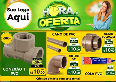 Modelo de Encarte para Encarte A4 Horizontal com o tema Hora da Oferta para Tubos e conexões
