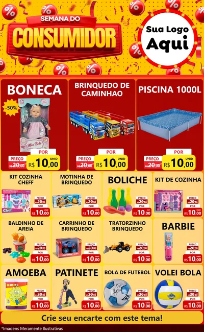 Modelo de Encarte para Encarte Grande com o tema Semana do Consumidor para Brinquedos