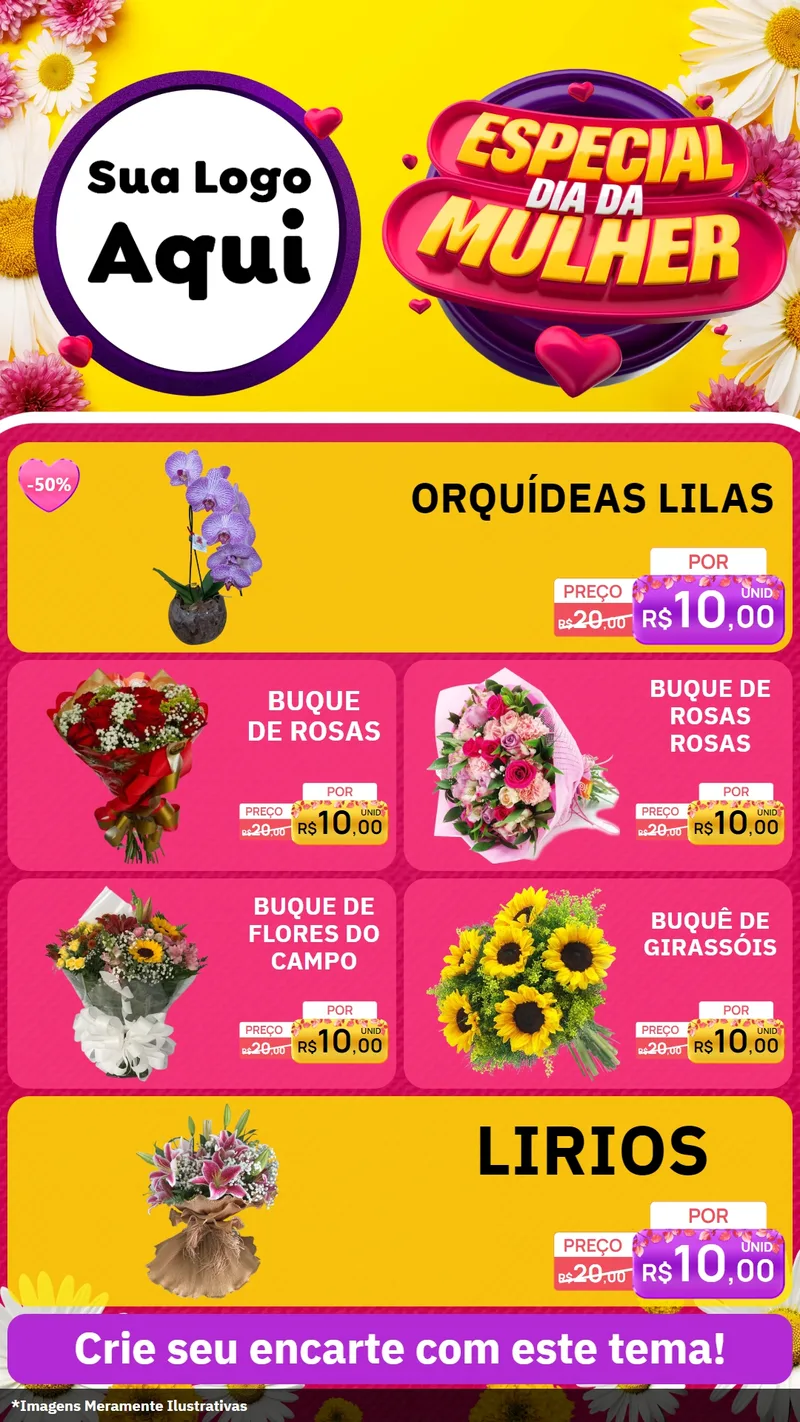 Modelo de TV para TV Vertical com o tema Especial Dia da Mulher para Floricultura e jardim