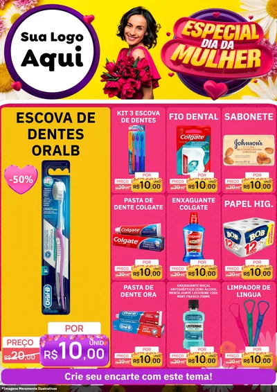 Modelo de Encarte para Encarte A4 Vertical com o tema Especial Dia da Mulher para Higiene Pessoal