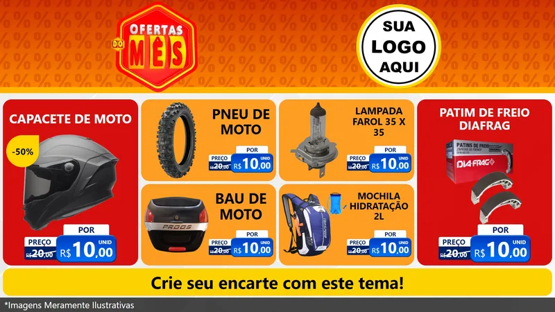 Modelo de TV para TV Horizontal com o tema Ofertas do Mês para Moto peças
