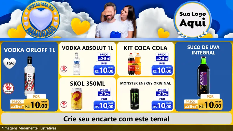 Modelo de TV para TV Horizontal com o tema Ofertas Para Seu Namorado para Distribuidora de bebidas