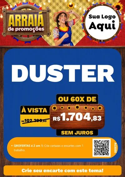 Modelo de Cartaz para Cartaz A4 Vertical com o tema Arraiá de Promoções para Concessionaria de Carros
