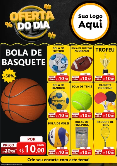 Modelo de Encarte para Encarte A4 Vertical com o tema Oferta Do Dia para Artigos Esportivos