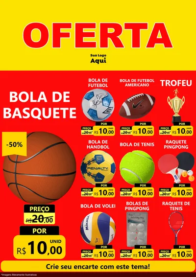 Modelo de Encarte para Encarte A4 Vertical com o tema OFERTA - Vermelho Cartaz para Artigos Esportivos