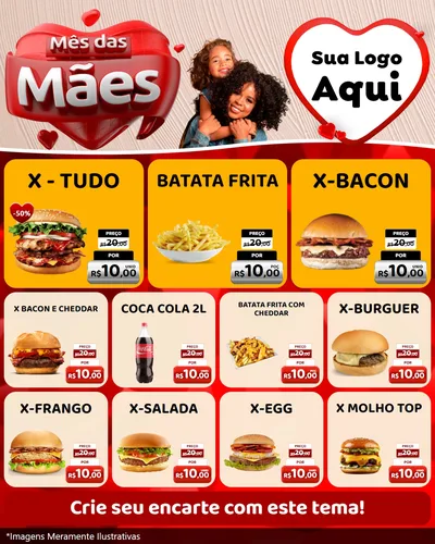 Modelo de Rede Social para Feed Instagram com o tema Mês das Mães para Hamburgueria