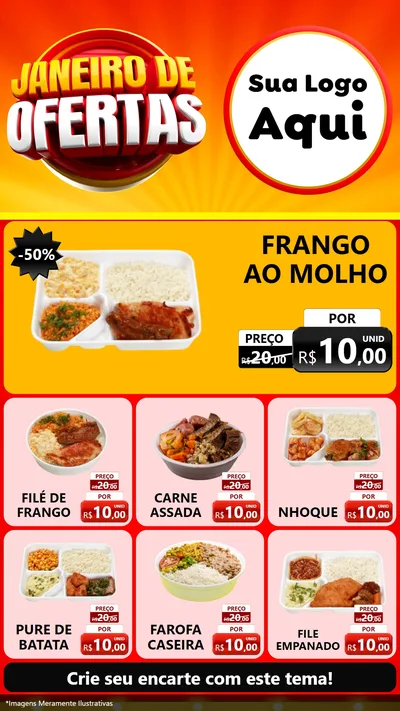 Modelo de Rede Social para Stories com o tema Janeiro de Ofertas para Restaurante