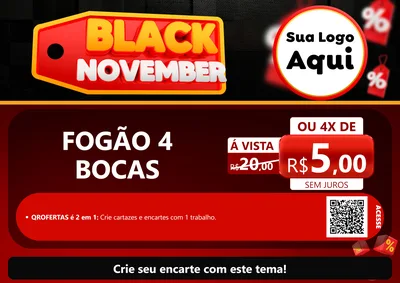 Modelo de Cartaz para Cartaz A4 Horizontal com o tema Black November para Móveis e Eletro