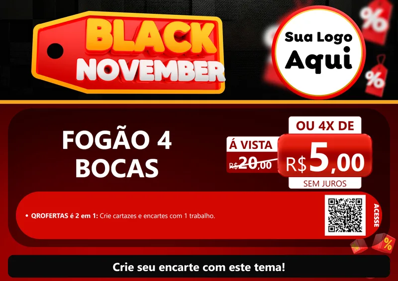 Modelo de Cartaz para Cartaz A4 Horizontal com o tema Black November para Móveis e Eletro