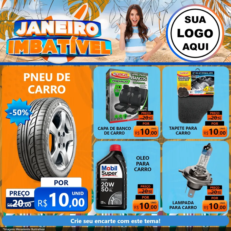 Modelo de Rede Social para Feed Facebook com o tema Janeiro Imbatível para Auto peças
