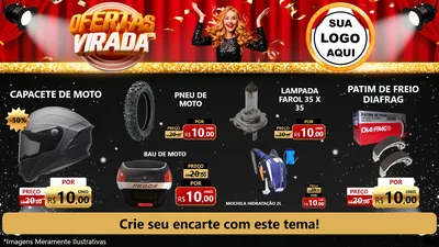 Modelo de TV para TV Horizontal com o tema Ofertas da Virada para Moto peças