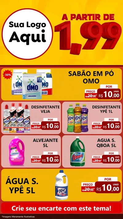 Modelo de TV para TV Vertical com o tema A Partir de Um e Noventa e Nove - 1,99 para Produtos de Limpeza