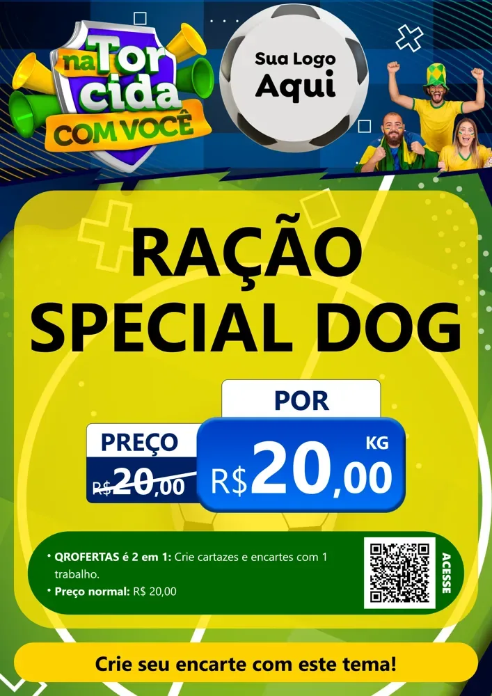 Modelo de Cartaz para Cartaz A4 Vertical com o tema Na Torcida Com Você - Copa para Pet Shop