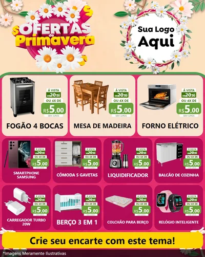 Modelo de Rede Social para Feed Instagram com o tema Ofertas de Primavera para Móveis e Eletro