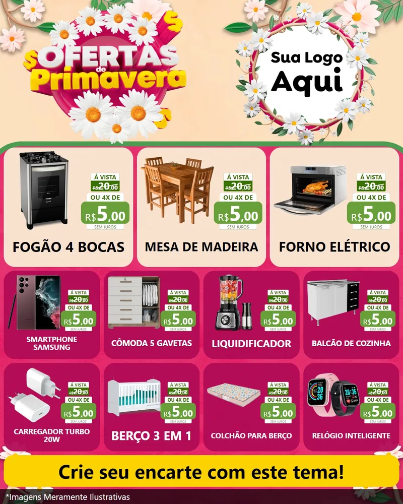 Modelo de Rede Social para Feed Instagram com o tema Ofertas de Primavera para Móveis e Eletro
