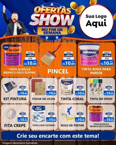 Modelo de Rede Social para Feed Instagram com o tema Ofertas Show No Fim De Semana para Tintas e Ferramentas
