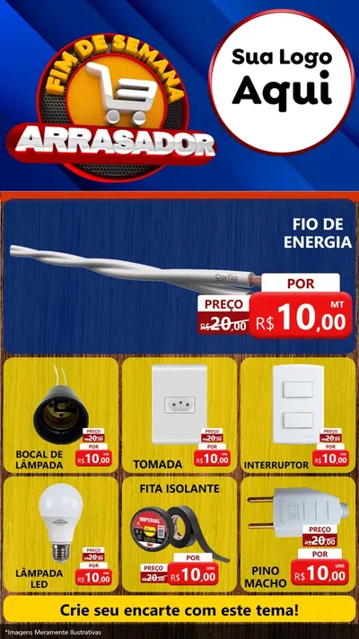 Modelo de Rede Social para Stories com o tema Fim De Semana Arrasador para Materiais Elétricos