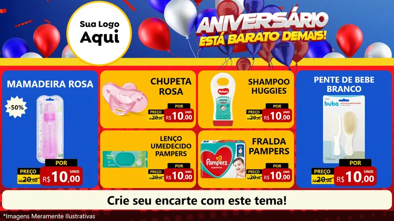 Modelo de TV para TV Horizontal com o tema Aniversário para Bebês