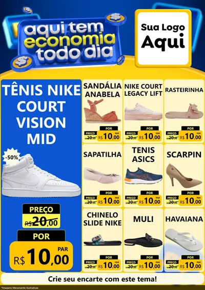 Modelo de Encarte para Encarte A4 Vertical com o tema Aqui Tem Economia Todo Dia para Calçados