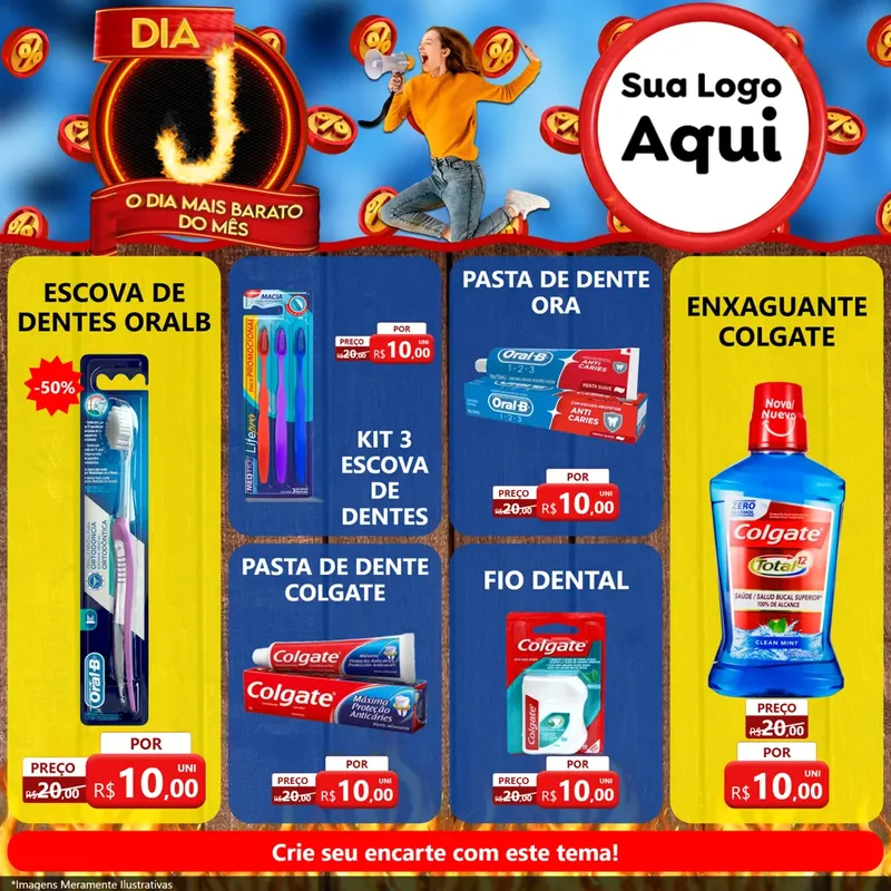 Modelo de Rede Social para Feed Facebook com o tema Dia J - O Dia Mais Barato Do Mês para Higiene Pessoal