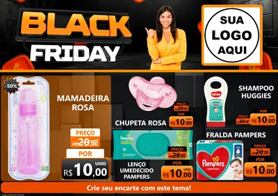 Modelo de Encarte para Encarte A4 Horizontal com o tema Black Friday para Bebês