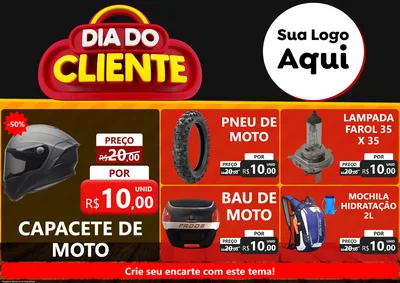 Modelo de Encarte para Encarte A4 Horizontal com o tema Dia do Cliente para Moto peças