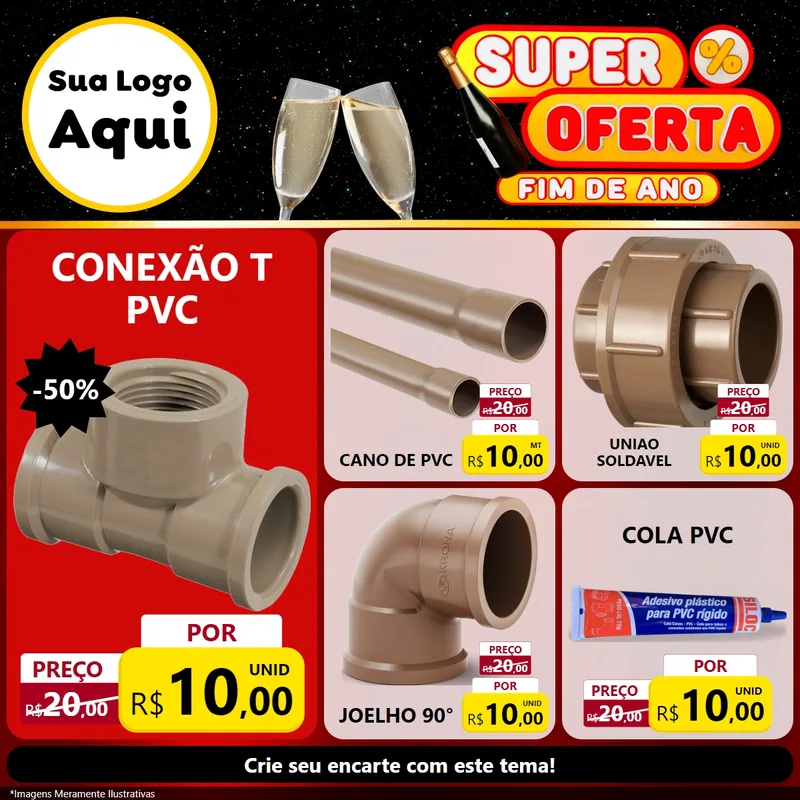 Modelo de Rede Social para Feed Facebook com o tema Super Oferta Fim de Ano para Tubos e conexões