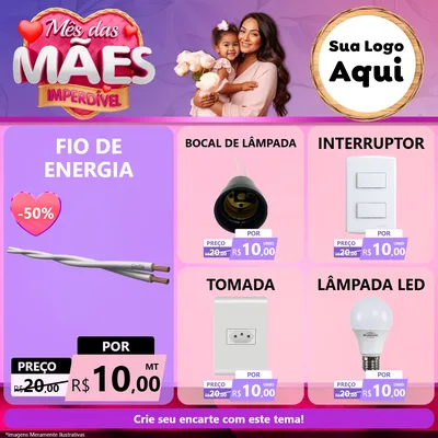 Modelo de Rede Social para Feed Facebook com o tema Mês das Mães Imperdível para Materiais Elétricos