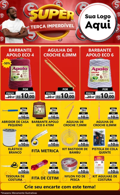 Modelo de Encarte para Encarte Grande com o tema Super Terça Imperdível para Armarinho e Aviamentos