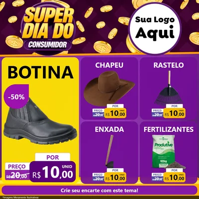 Modelo de Rede Social para Feed Facebook com o tema Super Dia do Consumidor para Agropecuária