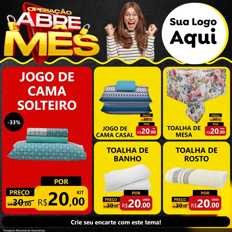 Modelo de Rede Social para Feed Facebook com o tema Operação Abre Mês para Cama, Mesa e Banho