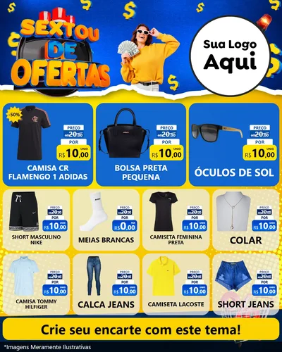 Modelo de Rede Social para Feed Instagram com o tema Sextou de Ofertas para Roupas e acessórios
